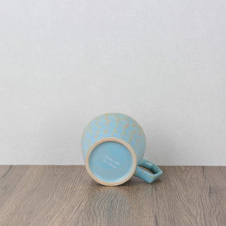CAELUM 04 Handmade Ceramic Mug — Sky Blue & Ochre, 350 ml