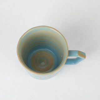 CAELUM 04 Handmade Ceramic Mug — Sky Blue & Ochre, 350 ml