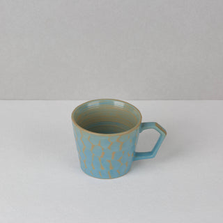 CAELUM 04 Handmade Ceramic Mug — Sky Blue & Ochre, 350 ml