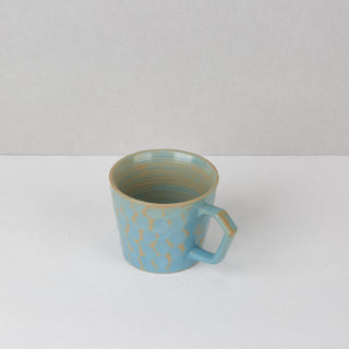 CAELUM 04 Handmade Ceramic Mug — Sky Blue & Ochre, 350 ml