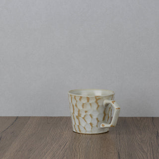 CAELUM 05 Handmade Ceramic Mug — Carved Ivory & Beige, 350 ml
