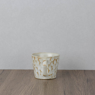 CAELUM 05 Handmade Ceramic Mug — Carved Ivory & Beige, 350 ml
