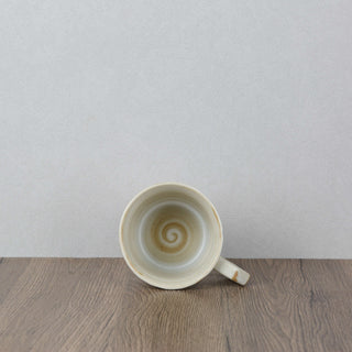 CAELUM 05 Handmade Ceramic Mug — Carved Ivory & Beige, 350 ml