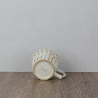 CAELUM 05 Handmade Ceramic Mug — Carved Ivory & Beige, 350 ml