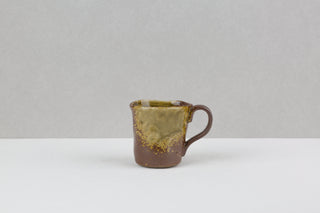 DRIFT 02 Handmade Ceramic Mug — Clay Brown & Olive Gold, 200 ml