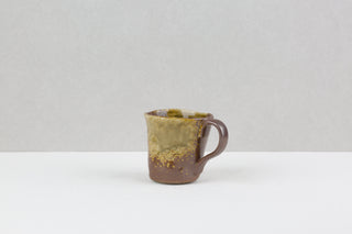 DRIFT 02 Handmade Ceramic Mug — Clay Brown & Olive Gold, 200 ml