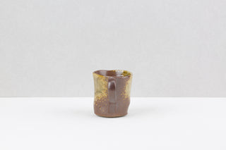 DRIFT 02 Handmade Ceramic Mug — Clay Brown & Olive Gold, 200 ml