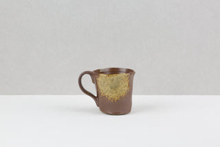 DRIFT 02 Handmade Ceramic Mug — Clay Brown & Olive Gold, 200 ml