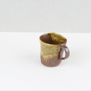 DRIFT 02 Handmade Ceramic Mug — Clay Brown & Olive Gold, 200 ml