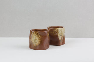ELOWEN N-01 Handmade Ceramic Tumbler — Copper Rose & Warm Gold, 280 ml