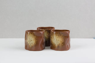 ELOWEN N-01 Handmade Ceramic Tumbler — Copper Rose & Warm Gold, 280 ml