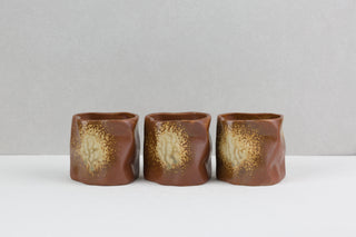 ELOWEN N-01 Handmade Ceramic Tumbler — Copper Rose & Warm Gold, 280 ml