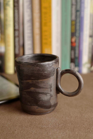 Wabi-Sabi Handmade Vintage Mug, Raku Yaki Ware, Rustic Textured Crafted Cup, Japandi Coffee Espresso Tea Mug, Stylish Artsian mug, tall slim