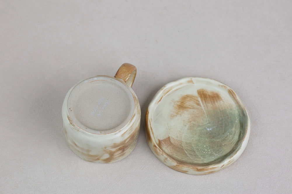 Loam cup and saucer viewed from above