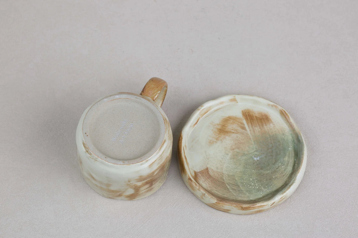 Loam cup and saucer viewed from above